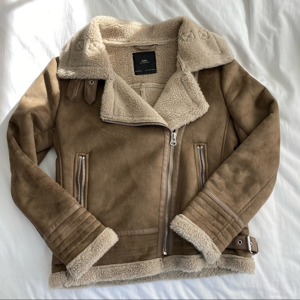Zara Shearling Motorcyle Jacket - image 2